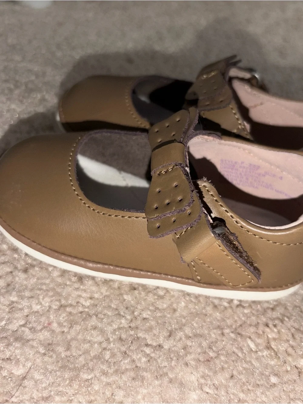 Angels Tan Bow Mary Jane Shoes